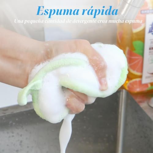 Esfregador de cozinha de 6 peças, feito de microfibra que não risca, esponja de cozinha dupla face e resistente, para esfregar comida rebelde suja ou queimada em tachos e loiças.