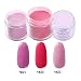 3pcs 28g/Box Red Rose Pink Colorful Dipping Powder Without Lamp Cure Nails Dip Powder Summer Gel Nail Color Powder Natural Dry (#20-21-23)