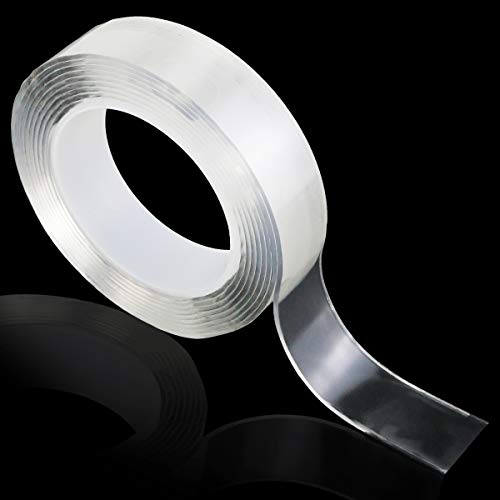 Neworkg Double Sided Adhesive Tape, 9.8Ft/5m Adhesive Silicone Tape - Transparent Strong Adhesive Traceless Removable and Reusable Anti Slip Tape for Home, Wall, Room, Office Decor(2mm Thickness)
