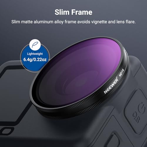 NEEWER CPL + ND Filter Set Compatible with DJI Osmo Action 6 Only, 4 Pack ND8/16/32 Adjustable Circular Polarizing, Lens Polarizer, Screw On Multicoated Action Camera Photography Accessories, FL-B100