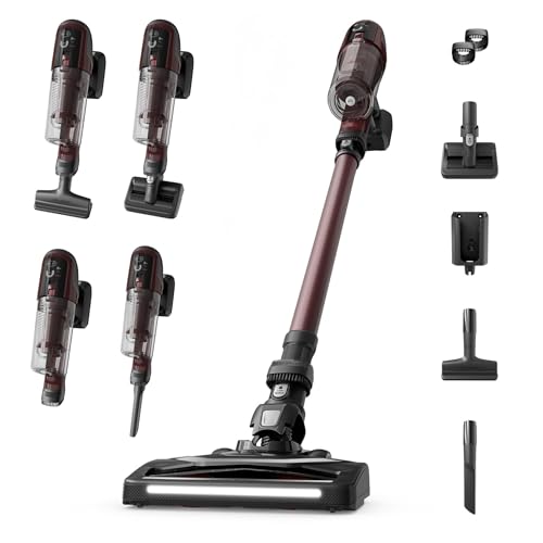 X-Pert 6.80, Aspiradora Escoba Sin Cable, Autonomía de 60 min, Limpieza 4 en 1, Ligera Solo 1,4 kg, Accesorios para Mascotas, Contenedor de Polvo extraíble y Lavable, Burdeos, RH6483E0