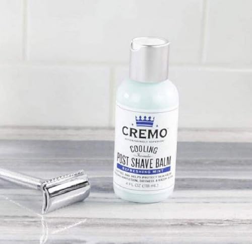 CREMO COOLING FORMULA POST SHAVE BALM, SOOTHES, COOLS AND PROTECTS SKIN FROM SHAVING IRRITATION, DRYNESS AND RAZOR BURN, 4 OZ