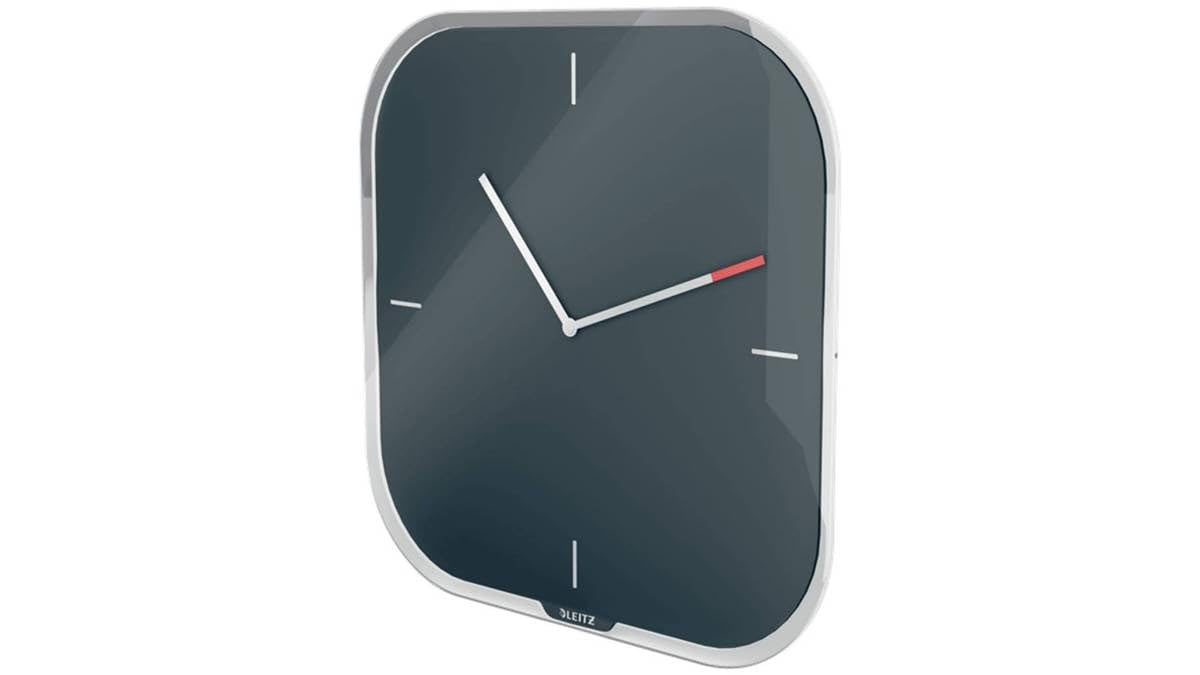 Leitz Glass Wall Clock, Cosy Range, Velvet Grey, 90170089,32 x 32 x 5 cm