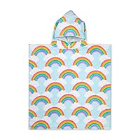 Baba & Bear Hooded Towel for Kids Swimsuit Cover Up for Beach, Pool, Bath (Rainbow)