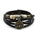 Lucky Handmade Natural Constellation Zodiac Sign Logo Genuine Real Leather Bracelet with Charms, Beads, Button, Adjustable Size, Gift for Him or for Her, Unisex (Taurus - Black Leather)