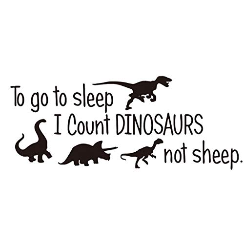 queenland Cute Dinosaurs Bedroom Wall Sticker Wall Decals Kids Room Nursery Room Peel & Stick Cartoon Wall Art Home Decor Stickers to Go to Sleep I Count Dinosaurs Not Sheep