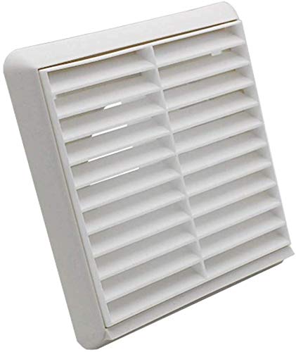 White Fixed Louvered Wall Vent Grille 100mm / 4" Spigot External Exterior Ducting Air Round Flyscreen