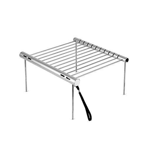 ELENKER Portable Stainless Steel Camping Grill, for Campers, Backpacking, Survival