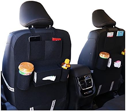 ECAREE BSF20001BK Seat Bag Set, Car Back Seat Organiser, Cells and Electronics Supporter, Multi-Pocket Travel Storage, Space Saving - Pack of 2 (Black)