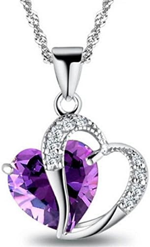 Dastan Crystals Double Heart Shape Pendant Silver Plated Chain Necklace "You and I"