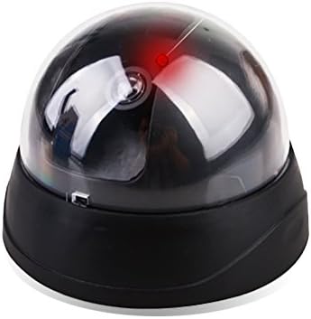 Fake Surveillance Monitor CCTV Security High Simulation Camera, Red Flashing Light LED Fake Dummy Imitation Dome Security Camera(Black)