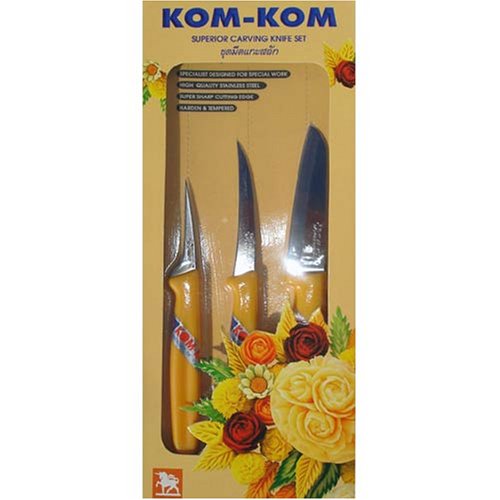 Kom Kom Fruit and Vegetable Carving Knives Set C, Yellow, 11 x 1 x 5