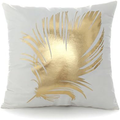 Kingla Home Bronzing flannelette Home Pillow case 18 Inch Gold Feathers Throw Pillow Covers Square Cushion Cover