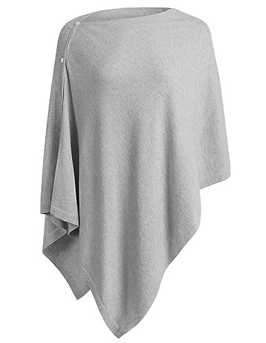 PULI Women's Versatile Knitted Shawls Scarf Poncho Sweater with Buttons Lightweight Spring Summer Fall Wraps