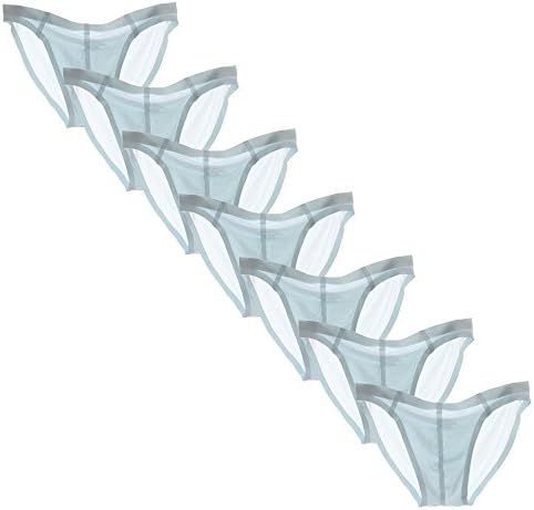 Men's 7-Pack Seamless Underwear Mid Rise Solid Sexy Bikini Briefs Light Aqua Blue XXXL