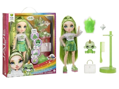 Rainbow High Modepuppe mit Schleim & Haustier - Jade (Grün) - 28 cm Schimmernde Puppe mit Glitzerschleim, Magischem Haustier und Modeaccessoires - Kinderspielze