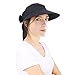 YoungLove Women's Wide Brim SPF 50+ UV Protection Sun Visor Hat,Black