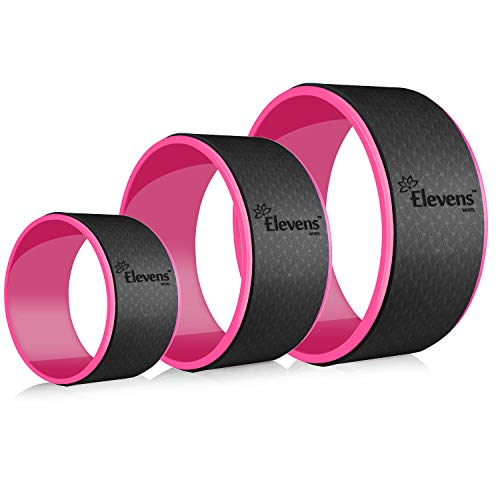 Elevens Yoga Wheel Set of 3, Dharma Yoga Prop Wheel for Back Pain and Stretching (Red & Black)