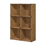 kathy ireland Home by Bush Furniture Ironworks 6 Cube Bookcase in Vintage Golden Pine