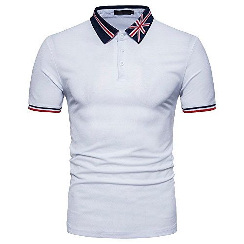 SMALLE◕‿◕ 2019 Men's Shirt,Summer Flag Print Sports Pullover Short Sleeve Casual Top-‘Independence Day’ Line White