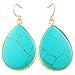SUNYIK Women's Green Howlite Turquoise Teardrop Hook Dangle Earrings