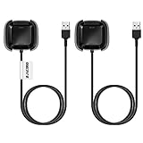 Zacro Fitbit Versa Charger, 2pcs Replacement Charger USB Charging Cable for Fitbit Versa, 3.3ft/100cm Charging Cable Dock for Fitbit Versa Smartwatch-Black