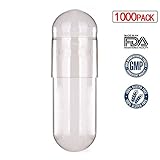 1000 Pack Empty Vegetarian Capsules(Size #0) Fillable Caps - Kosher/Halal -Hypoallergenic - Vegan - GMO Free