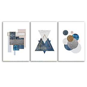 3 Piece Canvas Wall Art - Abstract Geometry - Canvas Prints Home Artwork Decoration for Living Room,Bedroom - 16"x24" x 3 Panels