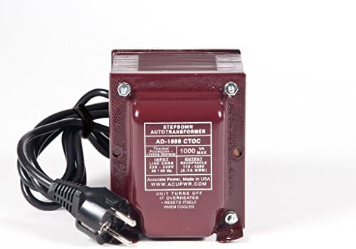 ACUPWR Tru-Watts 1000-Watt Step Down Voltage Transformer with IEC C13 Input and Type F Schuko Plug/Power Cord – Use 110-120-volt Appliances in 220-240-volt Countries - AD-1000IEC