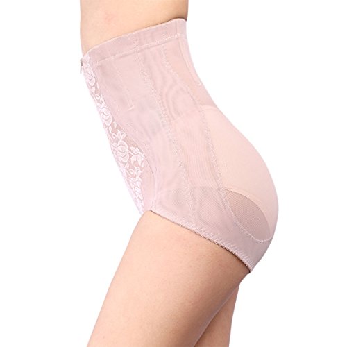 Shymay Women's Zipper Closure Hi-Waist Tummy Control Panties, Nude, Tag size 2XL=US size X-Small