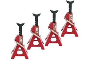 POLANTA 4 Pack 1/10 Remote Control Car Scale Metal Jack Stand Repair for Traxxas TRX4 Axial SCX10 1/10 RC Climbing Car,Note: for 1:10 RC Cars only, not for Real Cars(Red)