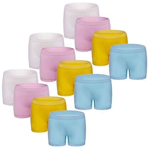 Apple Town Girls' Cotton Lace Assorted Boxer Briefs Pack Of 12 (M, Mixed C) (9771206549495)