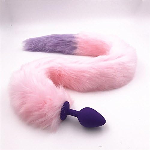 Fashion Funny Love Over Long Faux Fox Tail Butt Backyard Stopper Sexy Toy Color Pink Light Purple