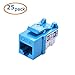 Cable Matters [UL Listed] 25-Pack 10Gbps Rapid-Install Cat6 Keystone Jacks, Slim Profile RJ45 Keystone Jack with Punch-Down Stand, Compatible with Leviton QuickPort Systems, Blue (Model No. 180070)
