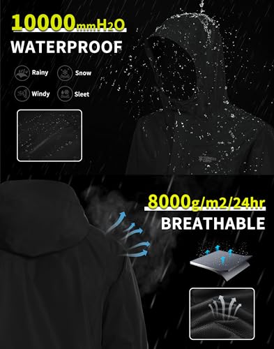 Pioneer Camp Men's Rain Jacket Waterproof Breathable Outdoor Jacket with Hood 4 Pockets