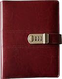 A5 Wine Red Binder Journal With Combination Lock ( Binder Diary With Combination Lock), Size: 23cm X 17cm. PU Leather Combination Lock Journal, notebook, notepad
