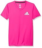adidas Big Girls 2-Tone Vneck Climate Tee, Shock Pink, Medium