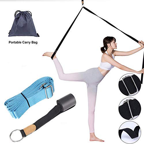 Xroam Adjustable Leg Stretcher Lengthen Ballet Stretch Band – Easy Install on Door Flexibility Stretching Leg Strap Great Cheer Dance Gymnastics Trainer Stretching Equipment (Blue)
