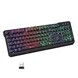 KLIM Chroma Rechargeable Wireless Gaming Keyboard + Slim, Durable, Ergonomic, Quiet, Waterproof, Silent Keys + Backlit Wireless Keyboard for PC PS4 Xbox One Mac + Teclado Gamer + New 2020 Version