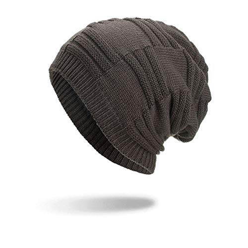 Men Women Winter Hat Beanie Turban Head Wrap Cap Baggy Knitted BCDshop Skull Caps Hat(Gray)