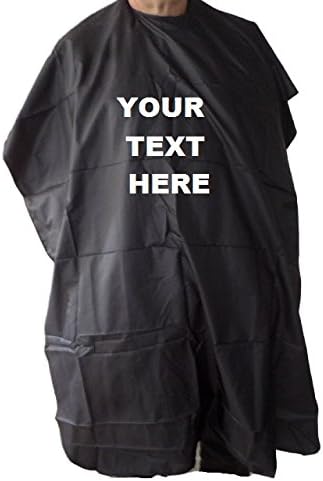 EFY Personalised Hairdressing Gown Hairdresser Salon Cutting Cape Barbershop Mobile 120x94cm - BLACK (Front, Symbo)