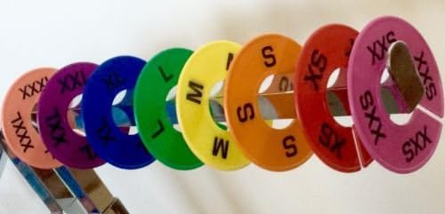 Clothing Round Rack Colored Size Dividers XXS - XXXL