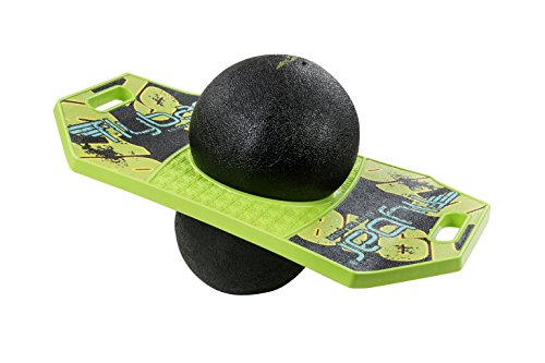 Flybar Pogo Trick Ball for Kids, Trick Bounce Board for Boys and Girls Ages 6+, Up to 160 lbs, Includes Pump, Easy to Carry Handle, Durable Plastic Deck Indoor, Outdoor Toy Pogo Jumper (Green Mean)