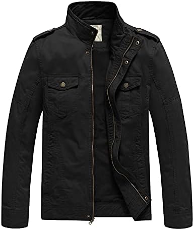 WenVen Men's Winter Fashion Canvas Coat Hooded Military Jacket