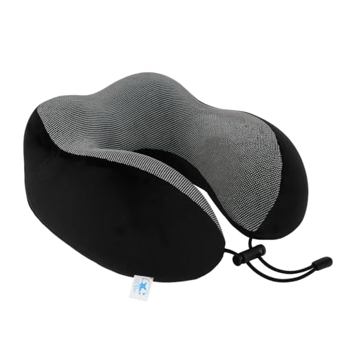 Travesseiro de Pescoço Formato U para Viagem Avião Carro Ônibus Almofada Ortopédica Ergonômica com Espuma Viscoelástica para Cervical, Cabeça e Pescoco Adulto - NRSHOP (Preto)