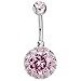Calors Vitton Silver Plated Round Cubic Zirconia Navel Piercing Belly Rings