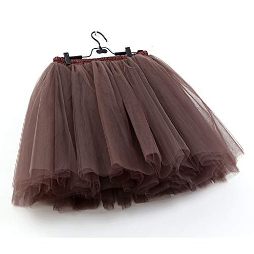 VICCKI Womens Pleated Gauze Short Skirt Adult Tutu Dancing Skirt Coffee