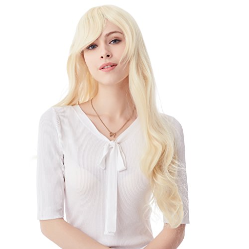 32 Inches Blonde Long Big Wavy Cosplay Synthetic Hair Wigs 