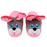 Stompeez Animated Pink Puppy Plush Slippers - Ultra Soft and Fuzzy - Ears Flap as You Walk - Large