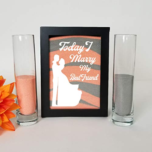 Streamside Shoppe Sand Ceremony Set, Today I Marry My Best Friend in White, Shadow Box Wedding, Vow Renewal, Unity Sand Ceremony Set, Beach Wedding Decor, Unity Candle Set, Destination Wedding